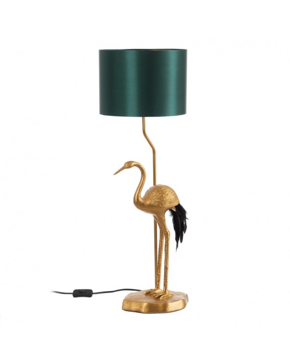 Lámpara de mesa garza poliresina verde dorado 25.5x25.5x77 cm - 1