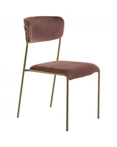 Set 4 sillas Maggie terciopelo marrón patas metal dorado - 1