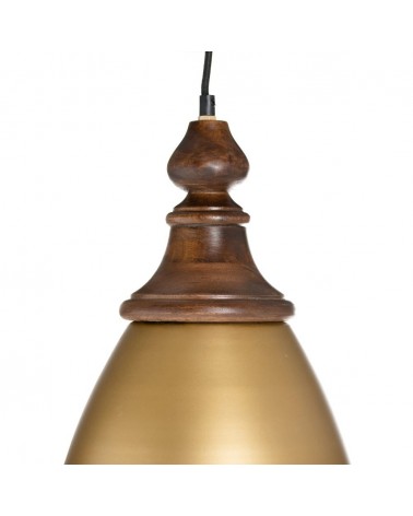 Lámpara de techo Sebastiano metal madera dorado 21x21x37 cm - 2