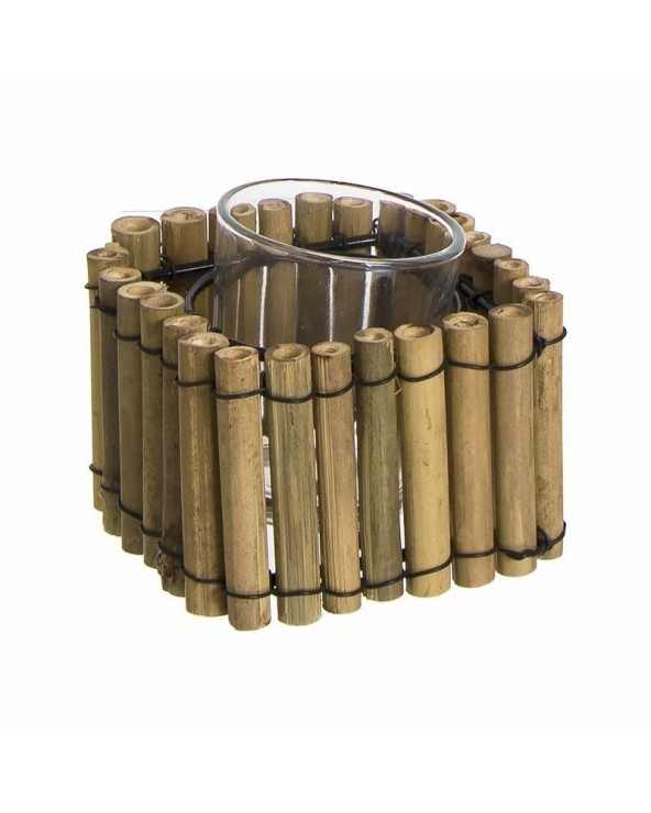 Candel individual base bambú cristal bambú 9.5x9.5x7.5 - 1