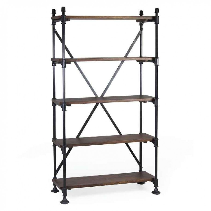 Librería Pipa 5 estantes 100x40x180 madera de mango hierro - 1