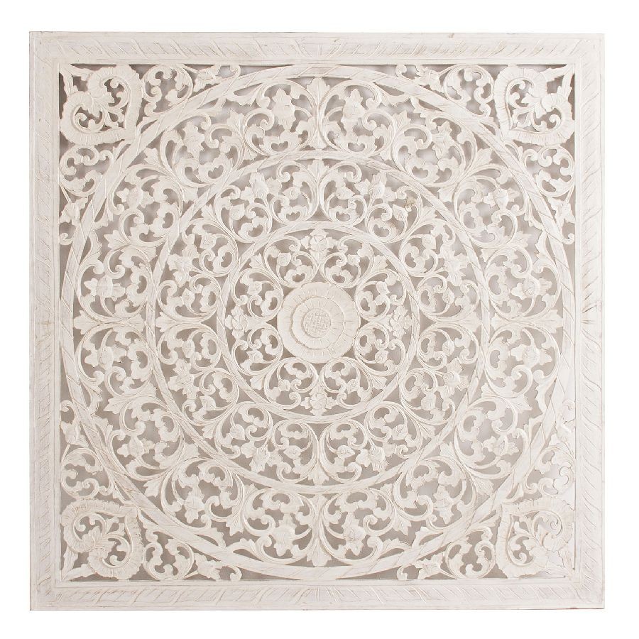 Panel Decorativo cuadrado Eleonora color blanco decapado 120x5x120 - 1
