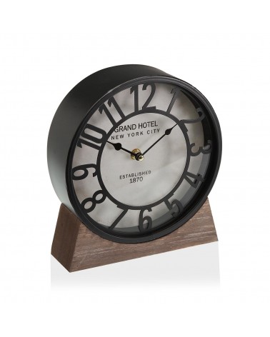 Reloj mesa metal negro 20 cm madera 20x6x20 - 1