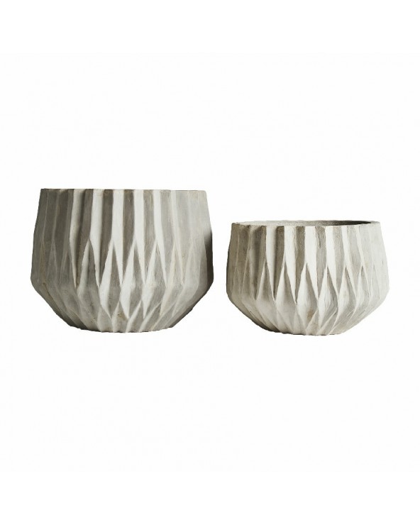 Ánfora Juego 2 Essing cerámica blanco 70x70x61 - 64x64x51 Contemporáneo - 1