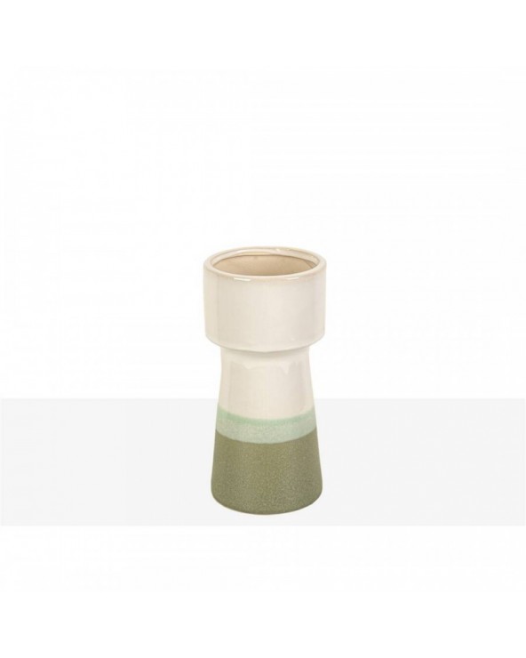 Florero cerámica tritono verdes crema 10x10x20 cm - 1