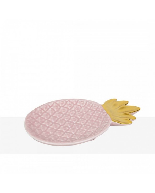 Piña cerámica rosa dorado 17x10x2 cm - 1