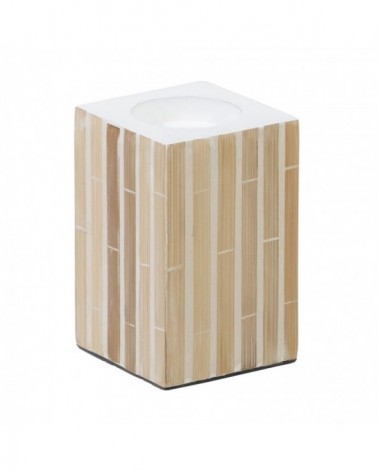 Portavelas beige bambú mdf 10.5x10.5x16 - 1