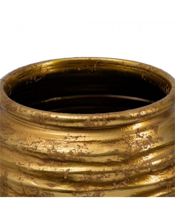 Macetero oro envejecido cerámica 39x39x36.6 - 4