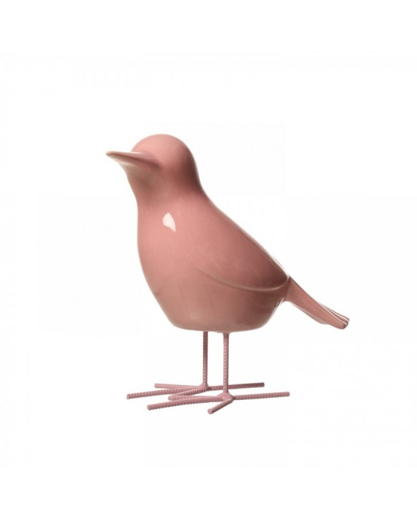 Figura pájaro cerámica rosa brillo 28x13x30 54019 - 1