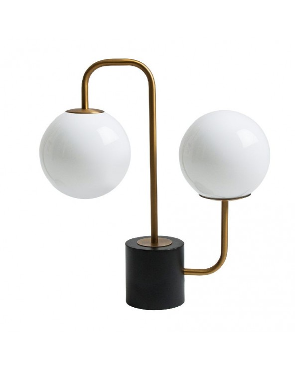 Lámpara de mesa hierro cristal negro oro 38x15x41 Art Deco